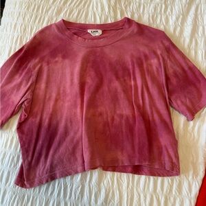 LNA pink tie dye tshirt cropped
